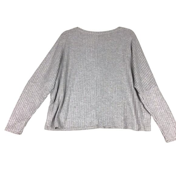 H by Bordeaux Women’s XS Gray Oversized Dolman Waffle Knit Thermal Pullover Top - Picture 2 of 12